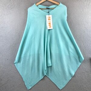 New COCO CARMEN Lightweight Poncho Aqua Blue V Neck One Size Acrylic